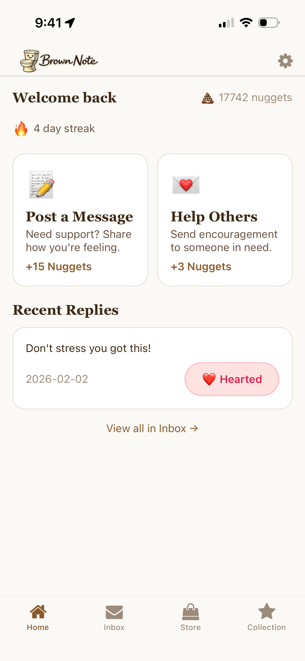 Brown Note dashboard