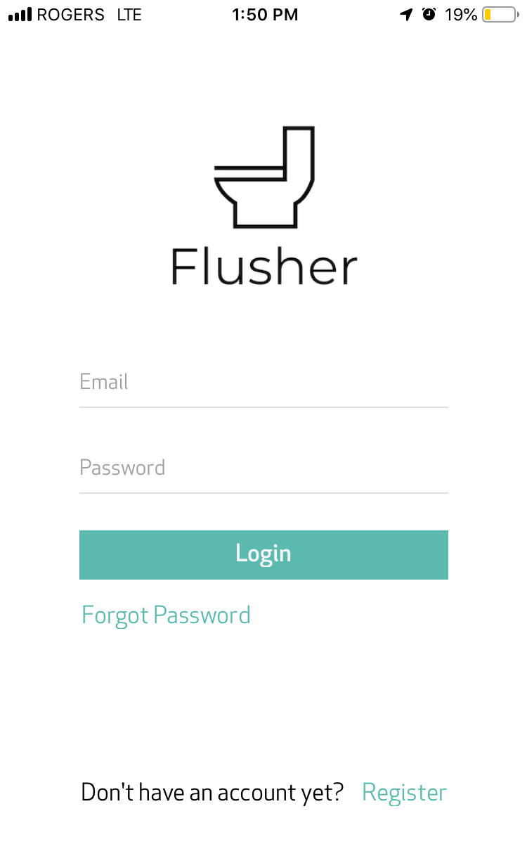 Flusher login screen